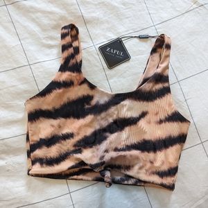 NWT Zaful tiger print swim top